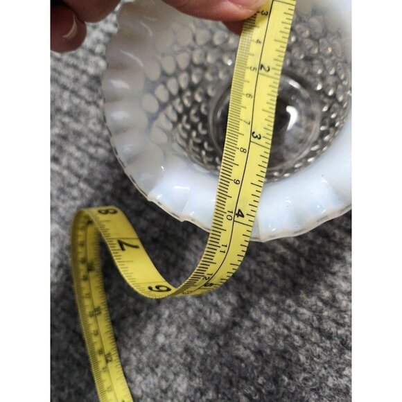 Vintage Fenton White French Opalescent Glass Hobnail Bowl Round Ruffle Edge - Picture 8 of 8